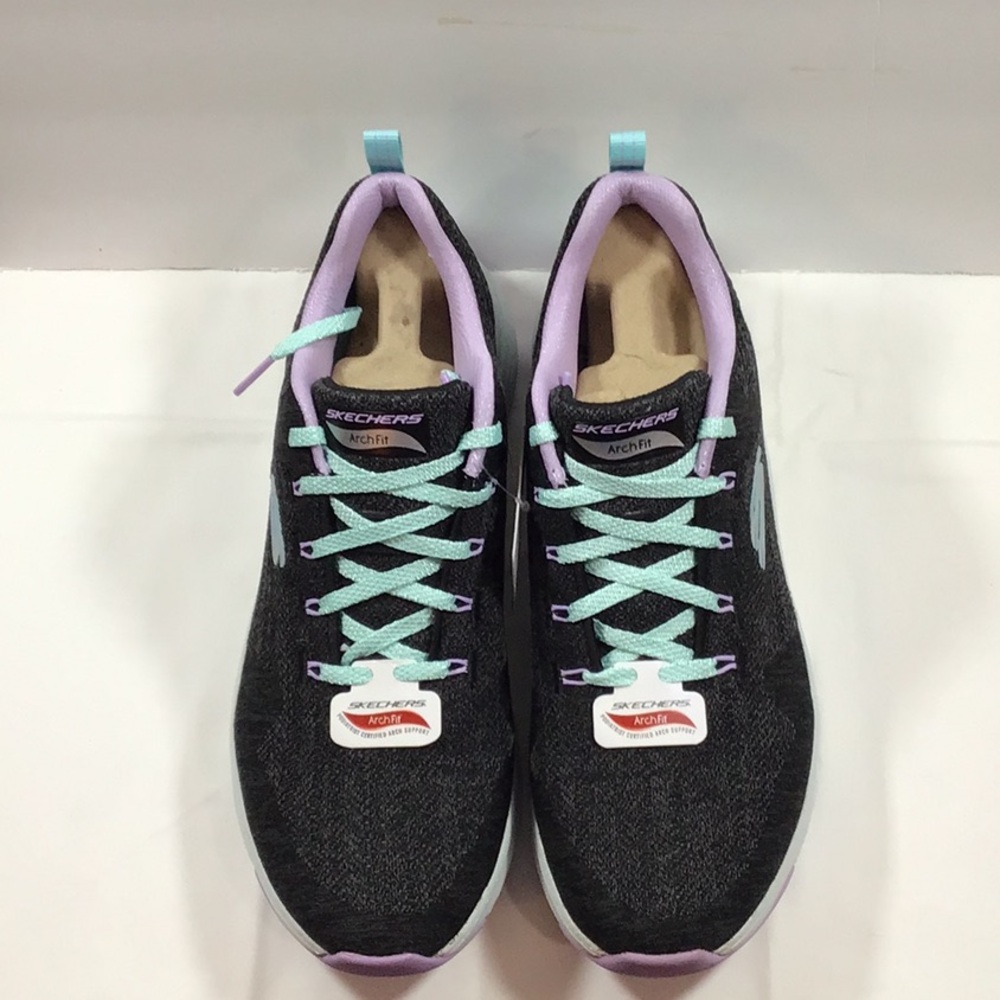 Skechers Black and Purple Sneakers with Mesh Design